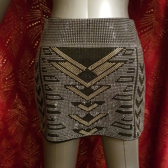 Go to Mercari Studded bling skirt with geometric - Picture 2 of 8